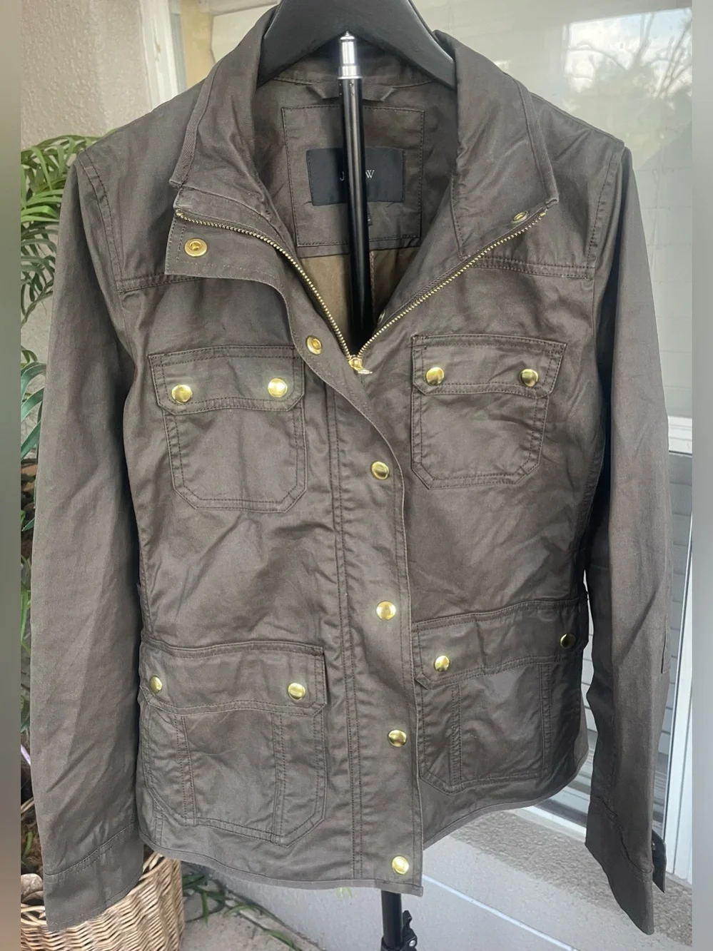 J. Crew Olive Brown Utility Jacket with Gold Hardware